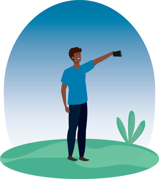 快乐的非洲裔年轻人在野外自拍图片下载