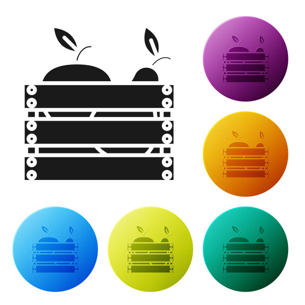 黑色木箱水果和蔬菜的图标图片下载