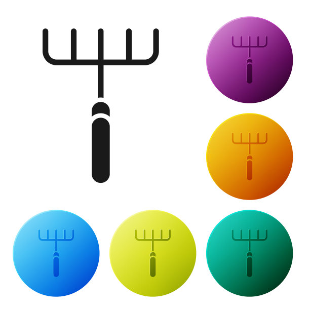 黑色花园耙图标孤立在白色图片下载