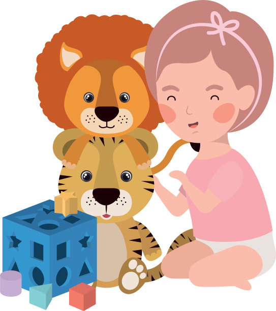 可爱的小孩和可爱的动物玩耍图片下载