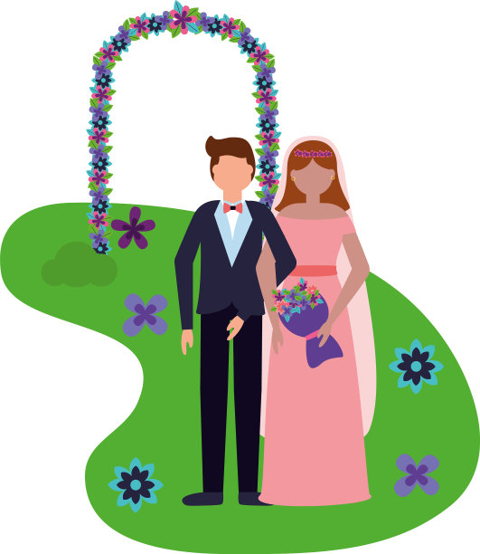 新郎新娘拱门花装饰婚礼图片下载