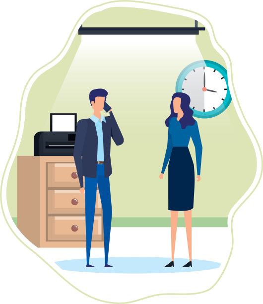 商务情侣在办公室使用智能手机图片下载