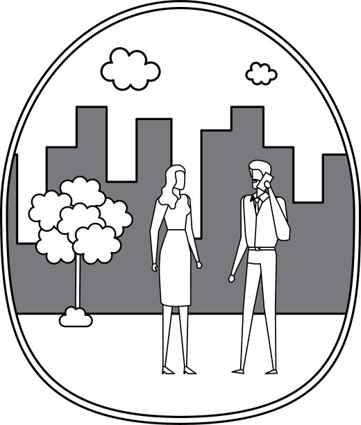 商业夫妇在城市使用智能手机图片下载