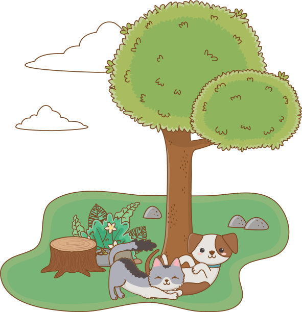 猫和狗的卡通设计图片下载