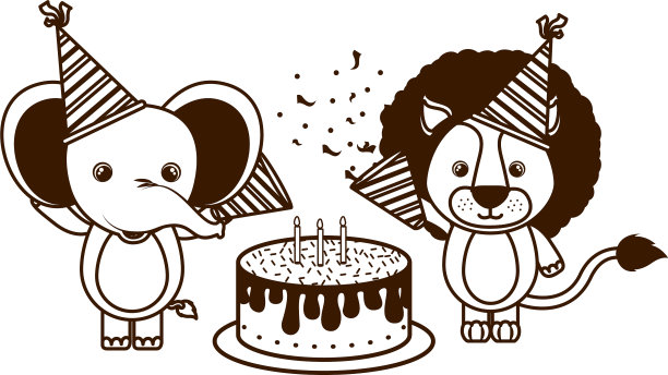 剪影卡片庆祝与动物图片下载