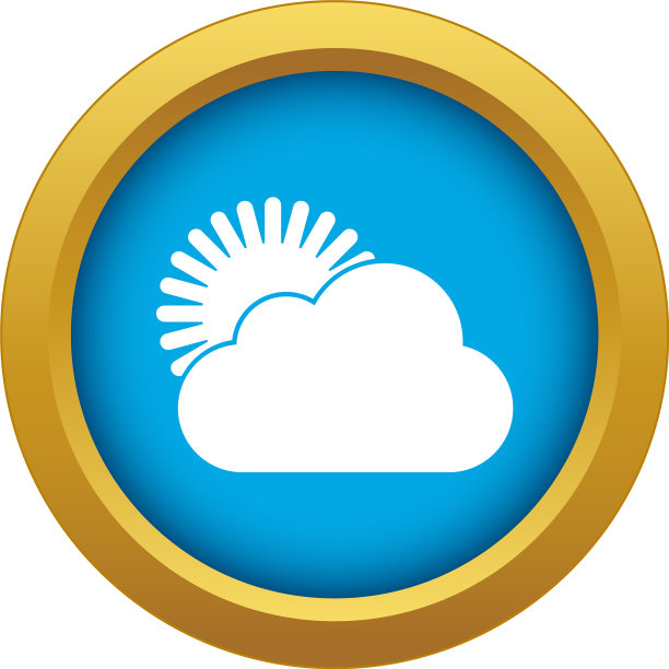 太阳和云的图标蓝色孤立图片下载