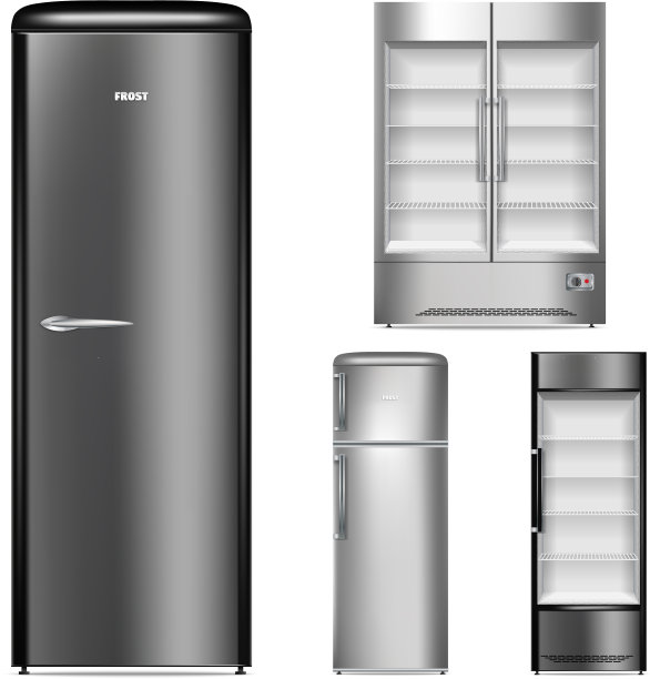 冰柜图标设置逼真的风格图片下载