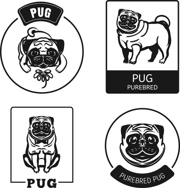 哈巴狗图标设置简单的风格图片下载