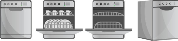 洗碗机图标设置卡通风格图片下载