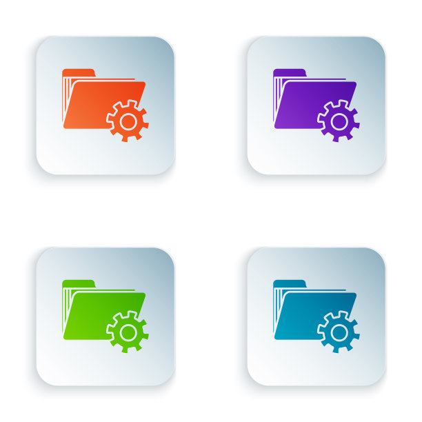 颜色文件夹设置与齿轮图标隔离图片下载
