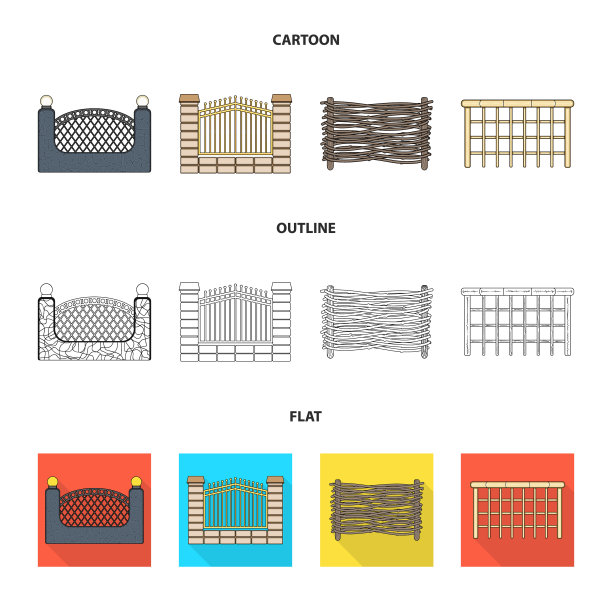 隔离对象门和栅栏符号集图片下载