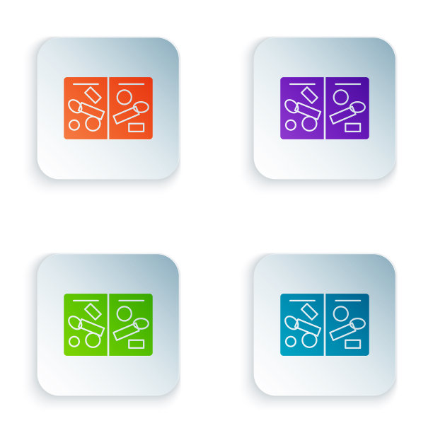 彩色护照页与签证邮票图标图片下载