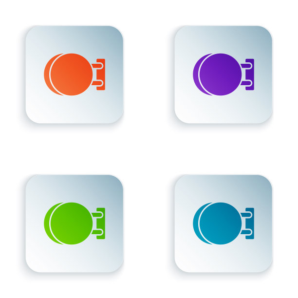 彩色招牌上挂着孤立的白色图标图片下载