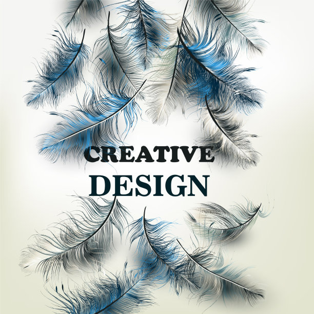 创造性的背景与蓝色羽毛图片下载