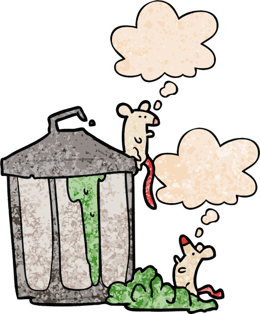卡通垃圾桶和思想泡沫在垃圾图片下载