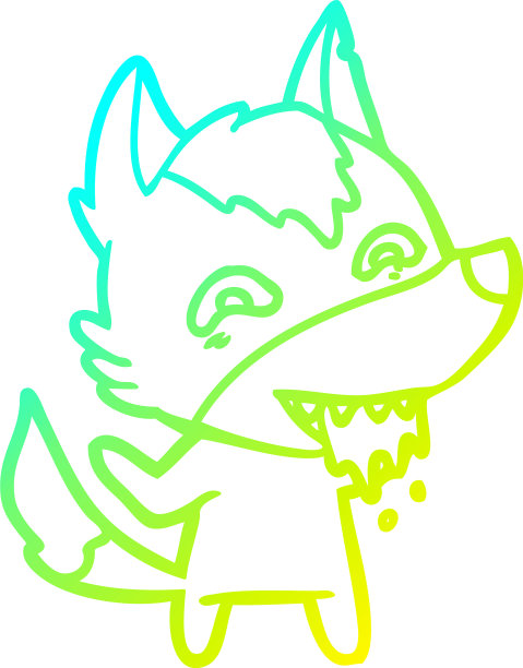 冷梯度线画饥饿的卡通狼图片下载