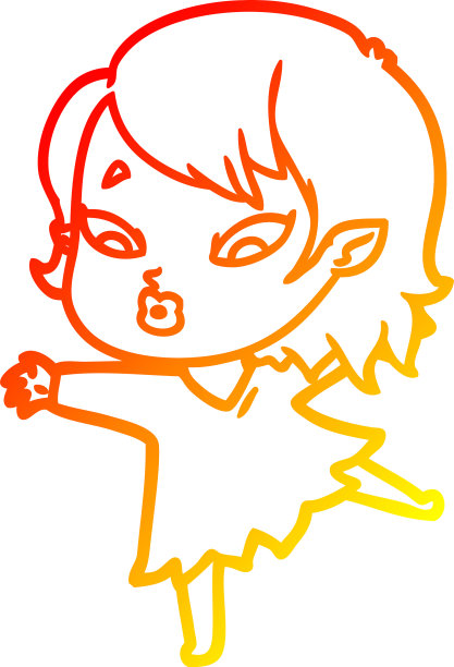 温暖的梯度线画可爱的卡通吸血鬼图片下载