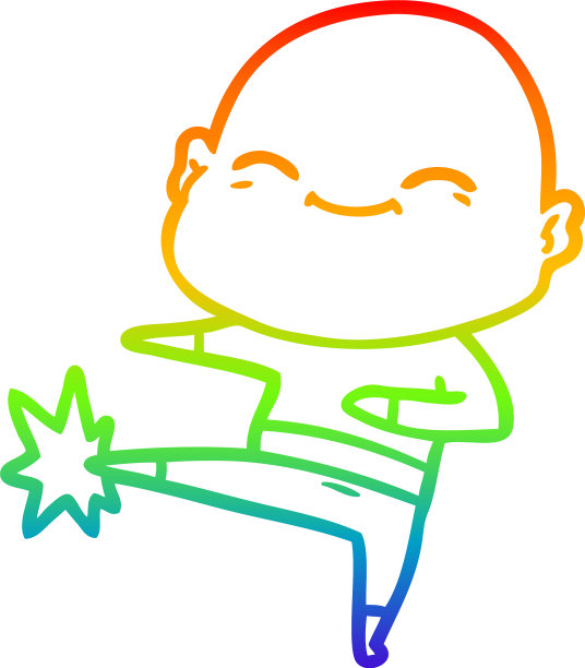 彩虹梯度线画快乐卡通秃头图片下载