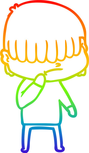 用彩虹渐变线画卡通男孩图片下载