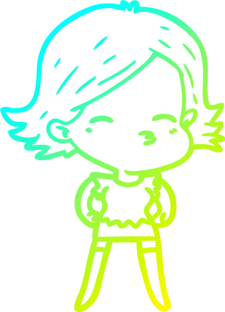 冷梯度线画卡通女人图片下载