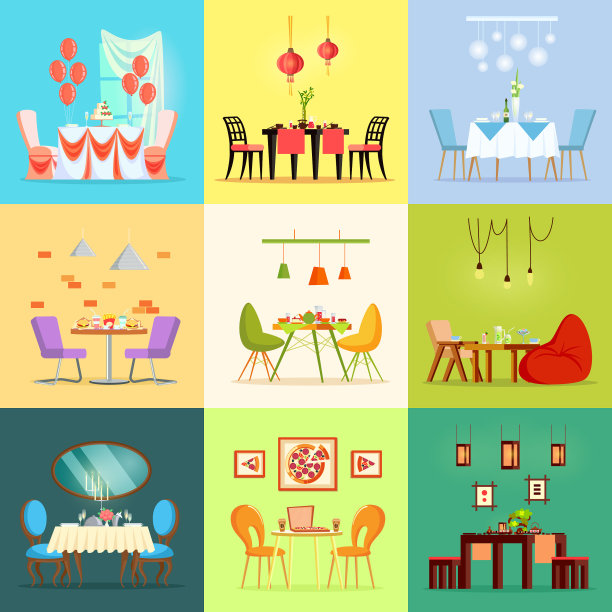 餐厅内饰有浪漫的桌椅图片下载