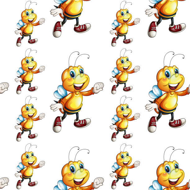 无缝图案瓷砖与蜜蜂卡通图片下载