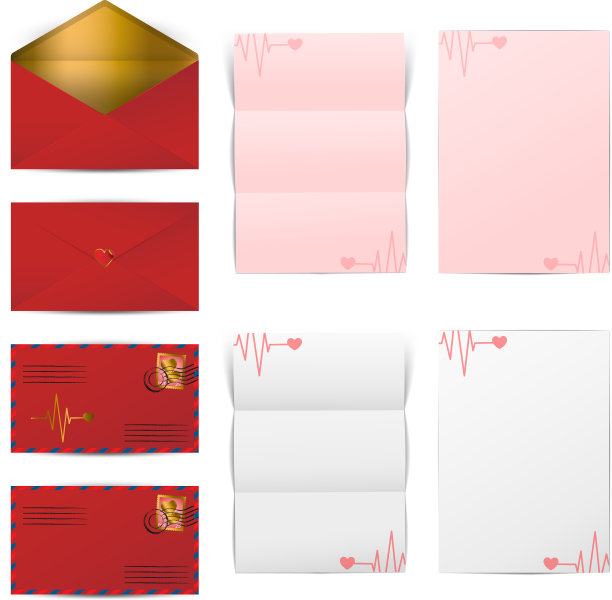 红包和空白信纸模板集图片下载