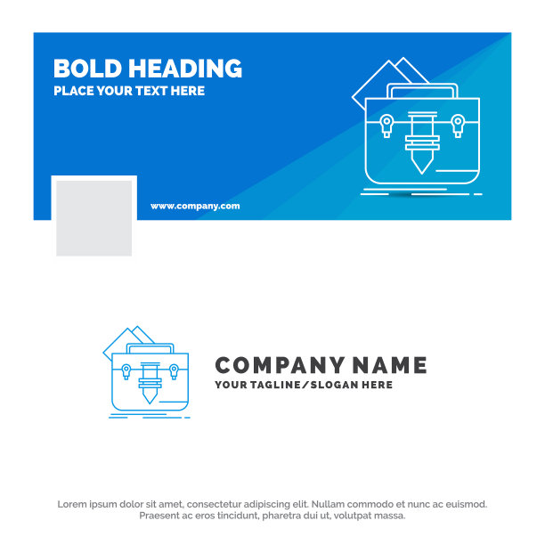 蓝色商业标志模板为公事包图片下载