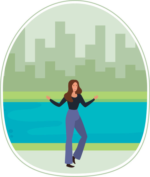 快乐的年轻女子在风景图片下载