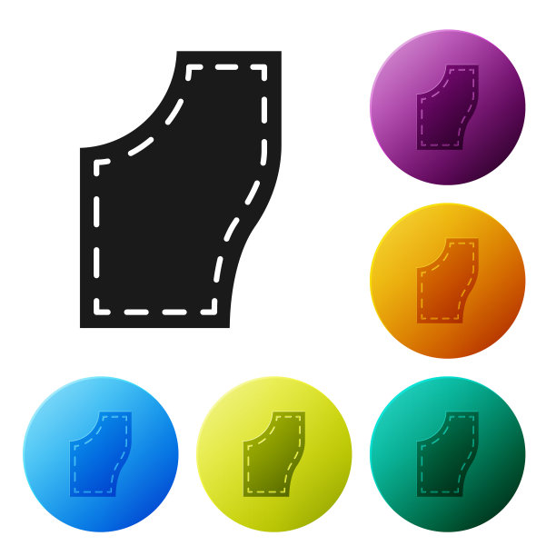 黑色缝纫图案图标孤立在白色上图片下载