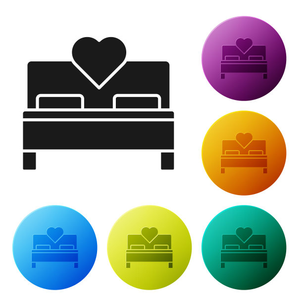 黑色卧室图标孤立在白色背景图片下载
