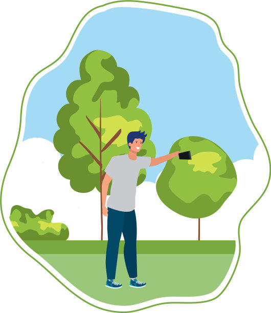 快乐的年轻人在公园里自拍图片下载