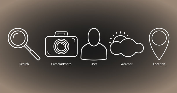 一套轮廓图标搜索相机照片用户图片下载