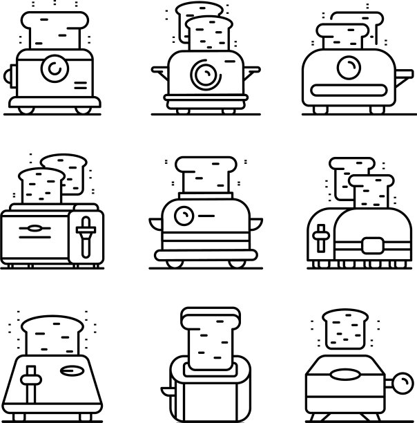 烤面包机图标设置轮廓风格图片下载