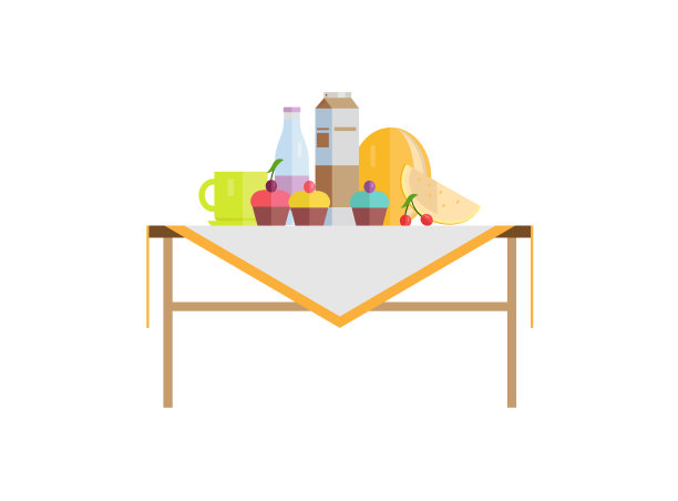 桌上的食物有甜蛋糕和包装的牛奶图片下载