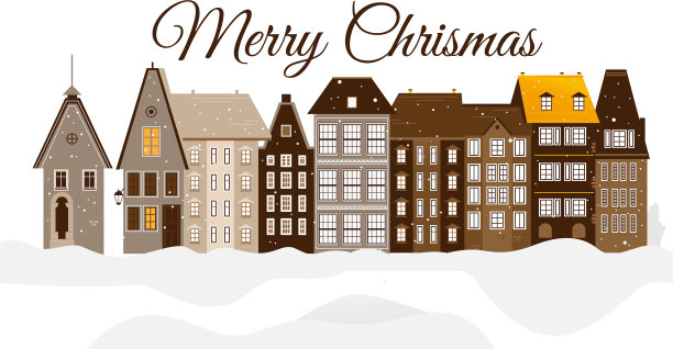 圣诞快乐城市雪城建筑图片下载