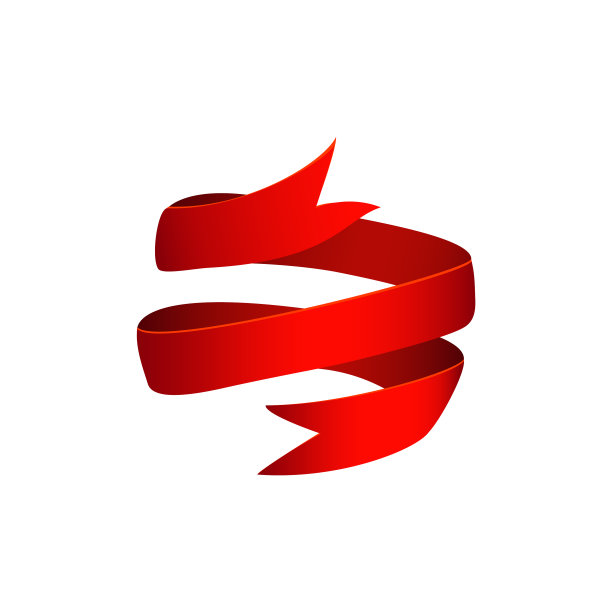 扁平的红色丝带螺旋形图标图片下载