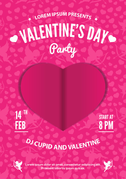 情人节派对邀请或海报设计图片下载