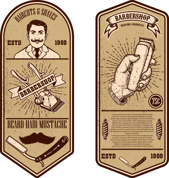 理发店传单模板理发工具上的垃圾图片下载