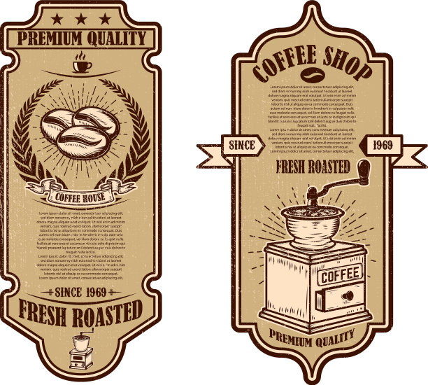 复古咖啡店传单模板设计图片下载