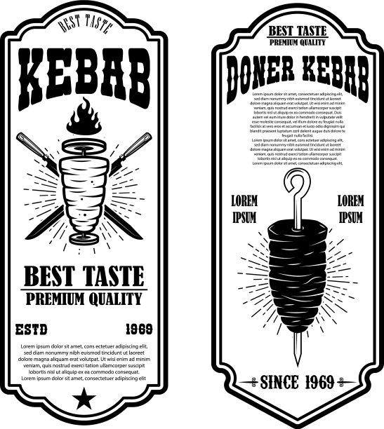 套复古doner kebab传单模板设计图片下载