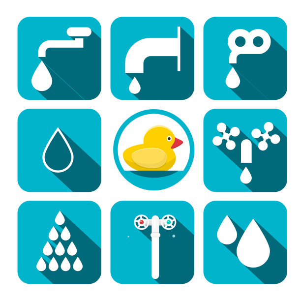 水符号设置蓝色方块的水图标图片下载