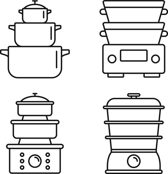 蒸锅图标设置轮廓风格图片下载