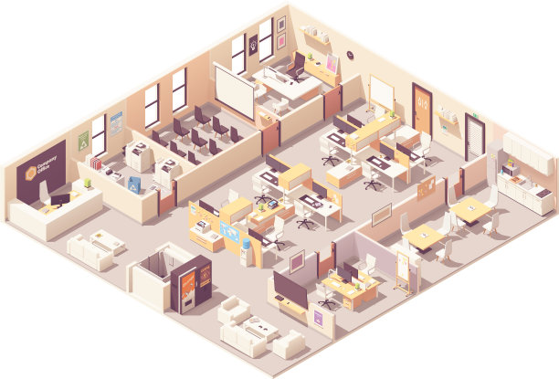 等距办公室室内平面图图片下载