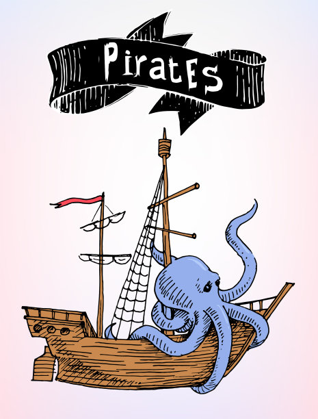 海盗用海上广告标志拉船图片下载