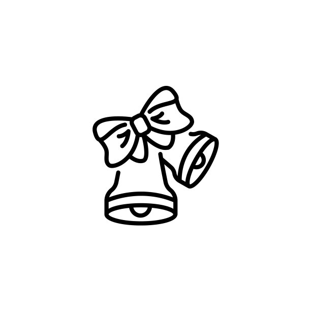 网线图标钟与蝴蝶结黑色对白色图片下载