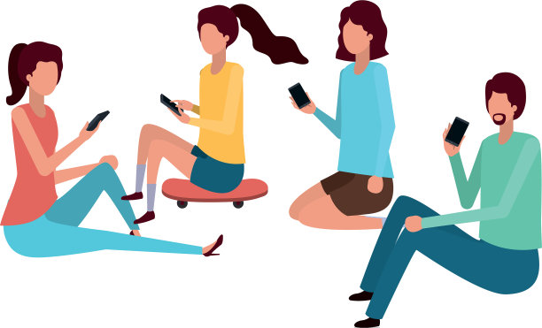 一群拥有智能手机角色的人图片下载