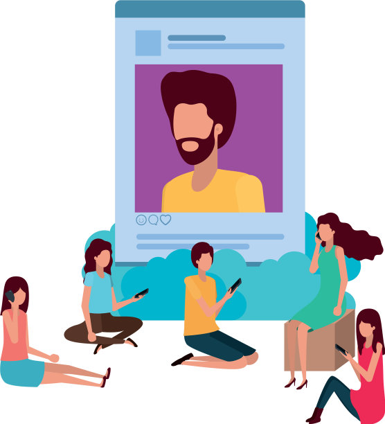 一组人与即时照片的男人图片下载