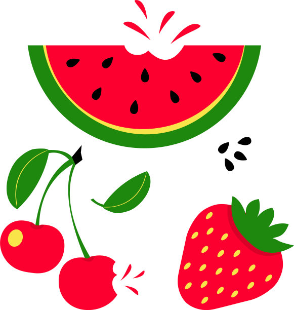 夏季红果集西瓜、樱桃等图片下载