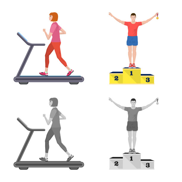 孤立对象运动和胜利者的图标集图片下载